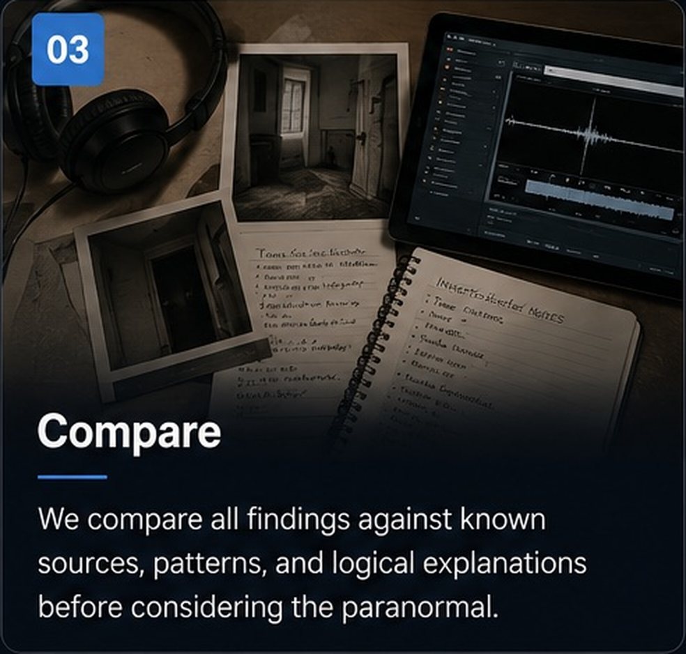 Evidence review comparing photos, audio, and written notes