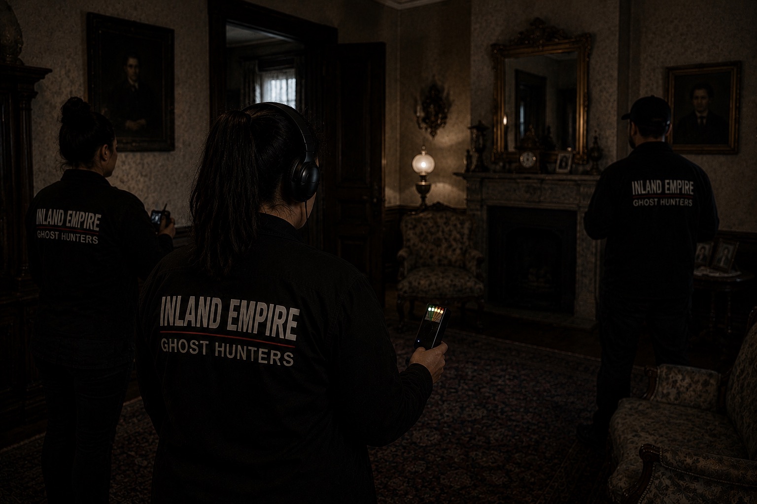 Inland Empire Ghost Hunters team observing a historic room during an investigation