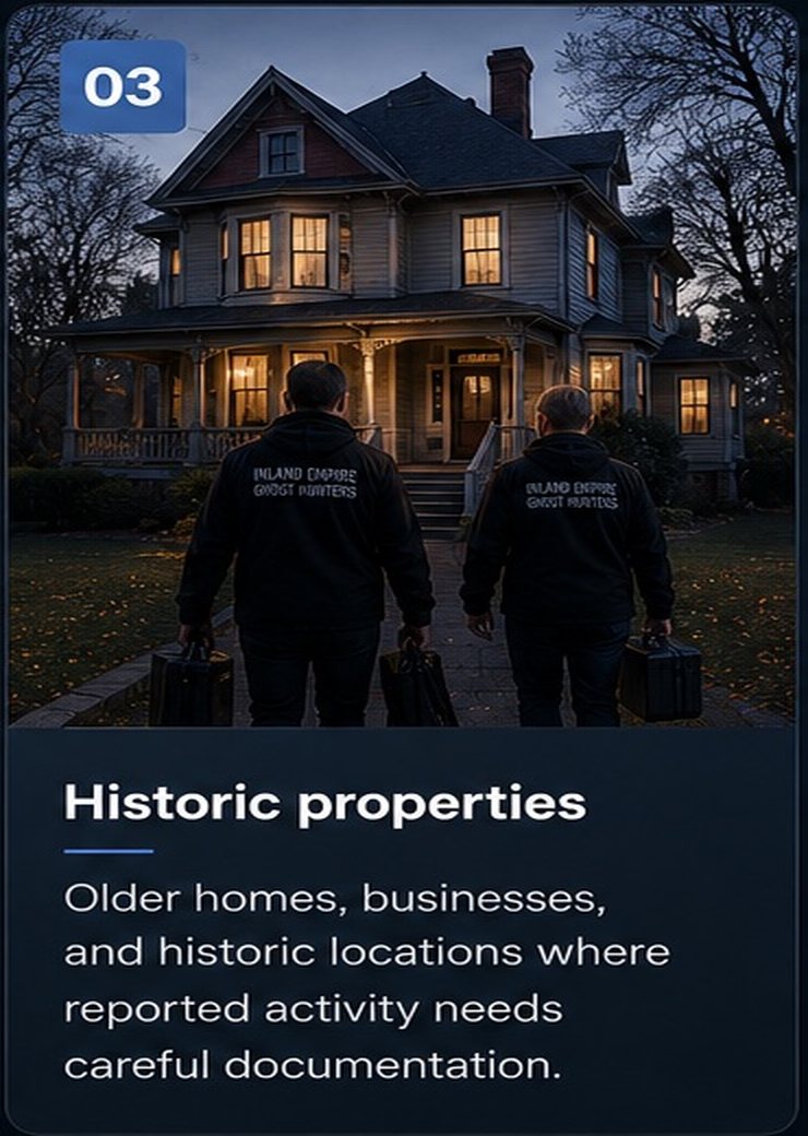 Investigation team approaching a historic property