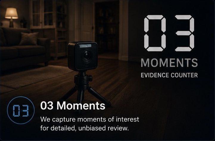Evidence counter showing three moments captured for review