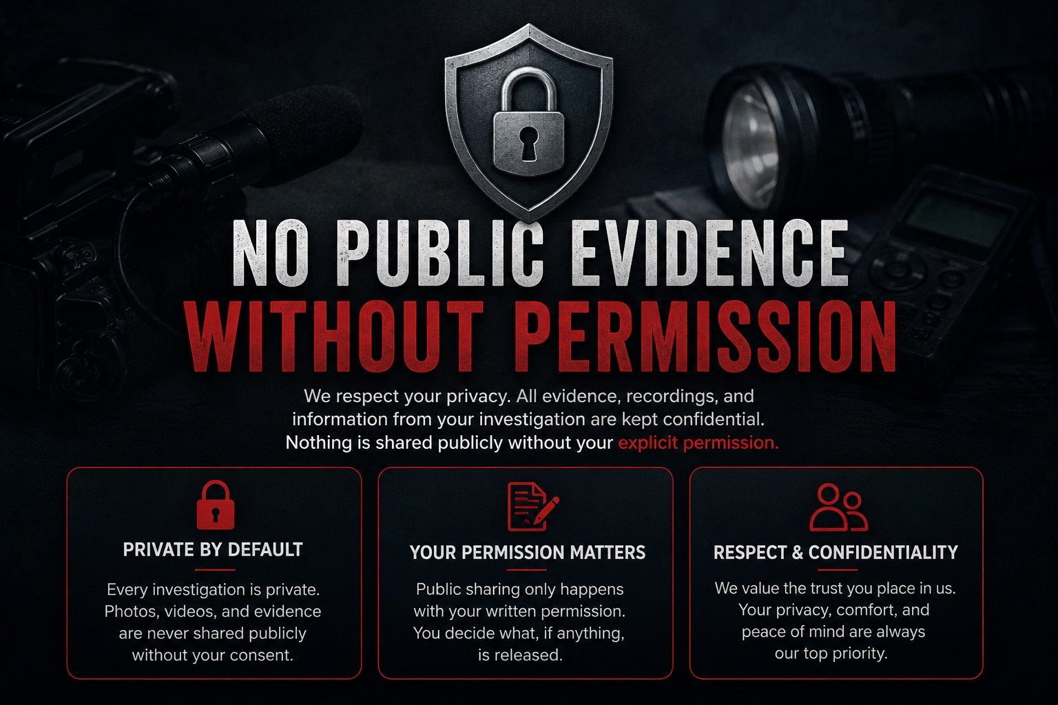 No public evidence without permission privacy statement